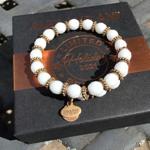 Alex and Ani white and gold vintage beaded bracelet
